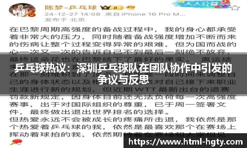 乒乓球热议：深圳乒乓球队在团队协作中引发的争议与反思