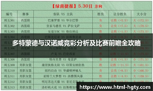多特蒙德与汉诺威竞彩分析及比赛前瞻全攻略